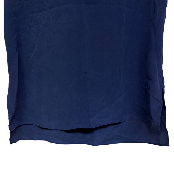 R | Label Navy Blue Short Sleeve Silk Top Women’s Size XS - Picture 6 of 10